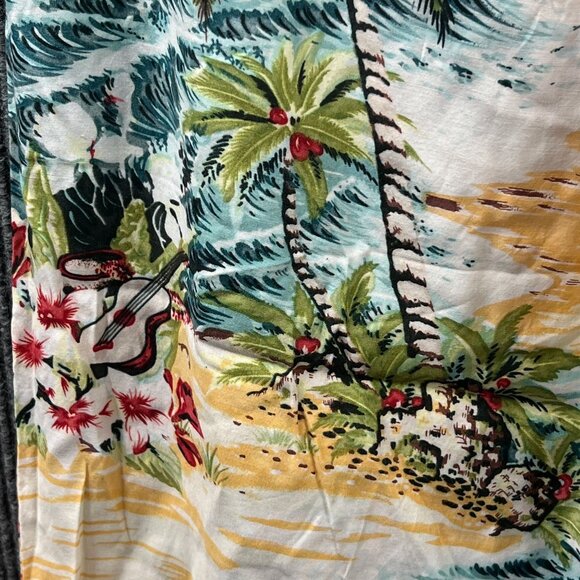 Braeton Womens XL Wide Leg Beach Capri Pants Hawaiian Drawstring Palm Trees Surf - Picture 10 of 15